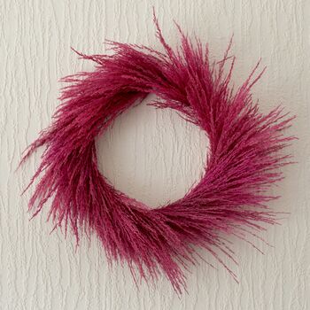 Pink Dried Pampas Grass Wreath Wall Hanging
