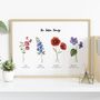 Personalised Birth Flower Family Landscape Print, thumbnail 6 of 7