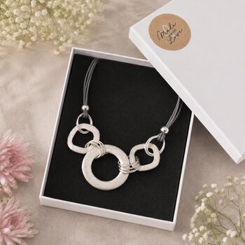 Silver Orbit Statement Magnetic Necklace, 3 of 5