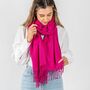 Vivid Pink Personalised Warm Tassel Scarf, thumbnail 2 of 11