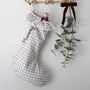 Personalised Beige Gingham Stocking Embroidered, thumbnail 8 of 9
