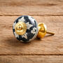 Ceramic Set Of Two Black And Beige Flower Drawer Pull, thumbnail 1 of 2