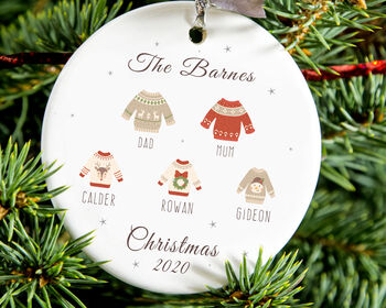 Personalised Family Christmas Jumpers Tree Decoration, 2 of 5