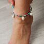 Turquoise Summer Boho Cowrie Shell Anklet, thumbnail 3 of 4