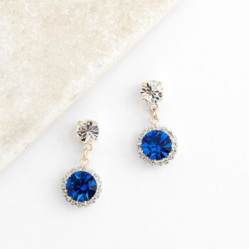 Royal Blue Swarovski Crystal Snow Drop Earrings, 2 of 6
