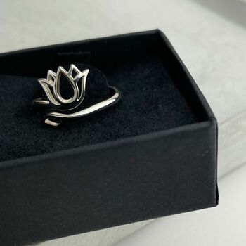 Sterling Silver Lotus Blossom Ring, Bohemian Jewellery, 2 of 10