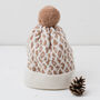 Lambswool Knitted Leopard Pom Pom Hat, thumbnail 5 of 12