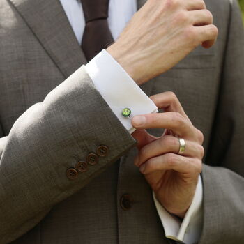 Colourful Fused Glass Cufflinks In Autumn Colours, 7 of 11