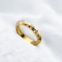 9ct Gold Diamond And Birthstone Confetti Ring, thumbnail 3 of 11