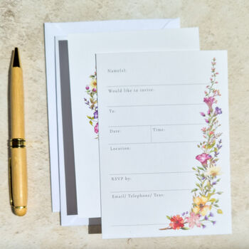 Delicate Flowers Ready To Write Invitations, 3 of 12