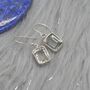 Green Amethyst Silver Drop Square Earrings, thumbnail 7 of 9