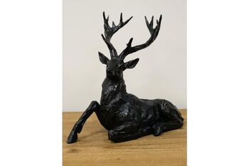 30cm Sitting Stag Bronze Effect Ornament Figurine Gift, 4 of 8