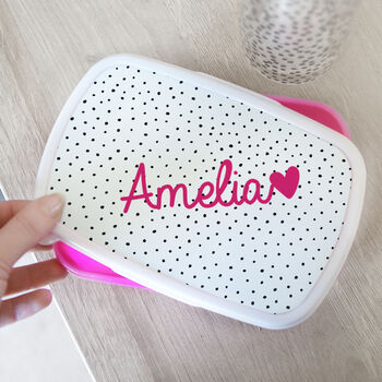 Personalised Pink Heart Child's Lunch Box, 2 of 2