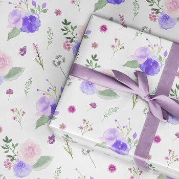 Lilac Roses Gift Wrapping Paper Roll Or Folded, 3 of 3