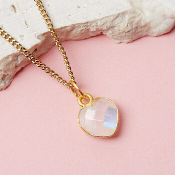 Healing Rainbow Moonstone Gemstone Gold Plated Necklace, 2 of 10