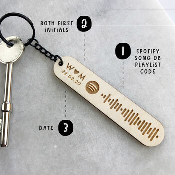 Spotify Code, Initials, Heart And Date Keyring, 2 of 4