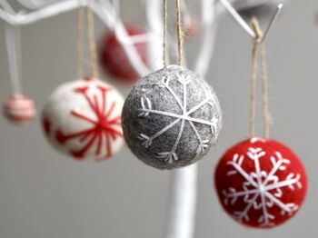 Scandinavian Embroidered Felt Christmas Tree Baubles, 5 of 5