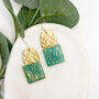 Aqua Gold Flake Statement Drop Earrings For Her, thumbnail 1 of 10