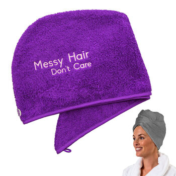 Embroidered Hair Turban Towel With Funny Phrase, 6 of 9