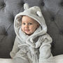 Personalised Soft Baby Grey Dressing Gown With Ears, thumbnail 3 of 8