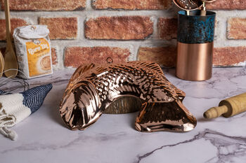 Solid Copper Fish Shaped Cake Mold And Wall Decor, 5 of 8