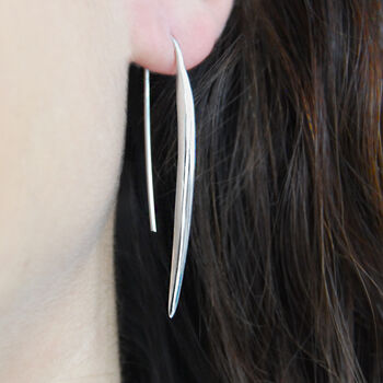 Sterling Silver Long Pointed Drop Earrings, 2 of 6