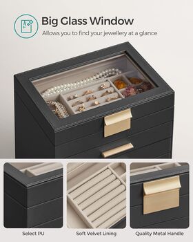 Six Layer Jewellery Box Glass Lid Organiser, 3 of 7