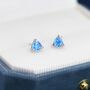 Trillion Cut Aquamarine Blue Cz Stud Earrings, thumbnail 4 of 11