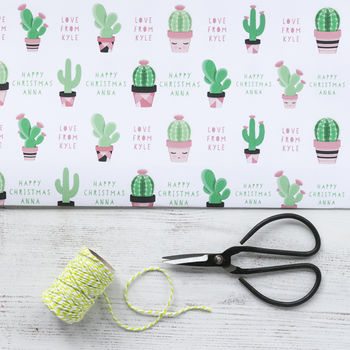 Personalised Cactus Christmas Wrapping Paper, 3 of 3