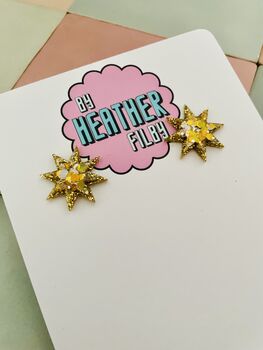 Star Glitter Resin Stud Earrings – Double Star Statement Stud Glitter Resin Earrings, 5 of 8