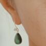 Teardrop Malachite Sterling Silver Dangle Earrings, thumbnail 3 of 9