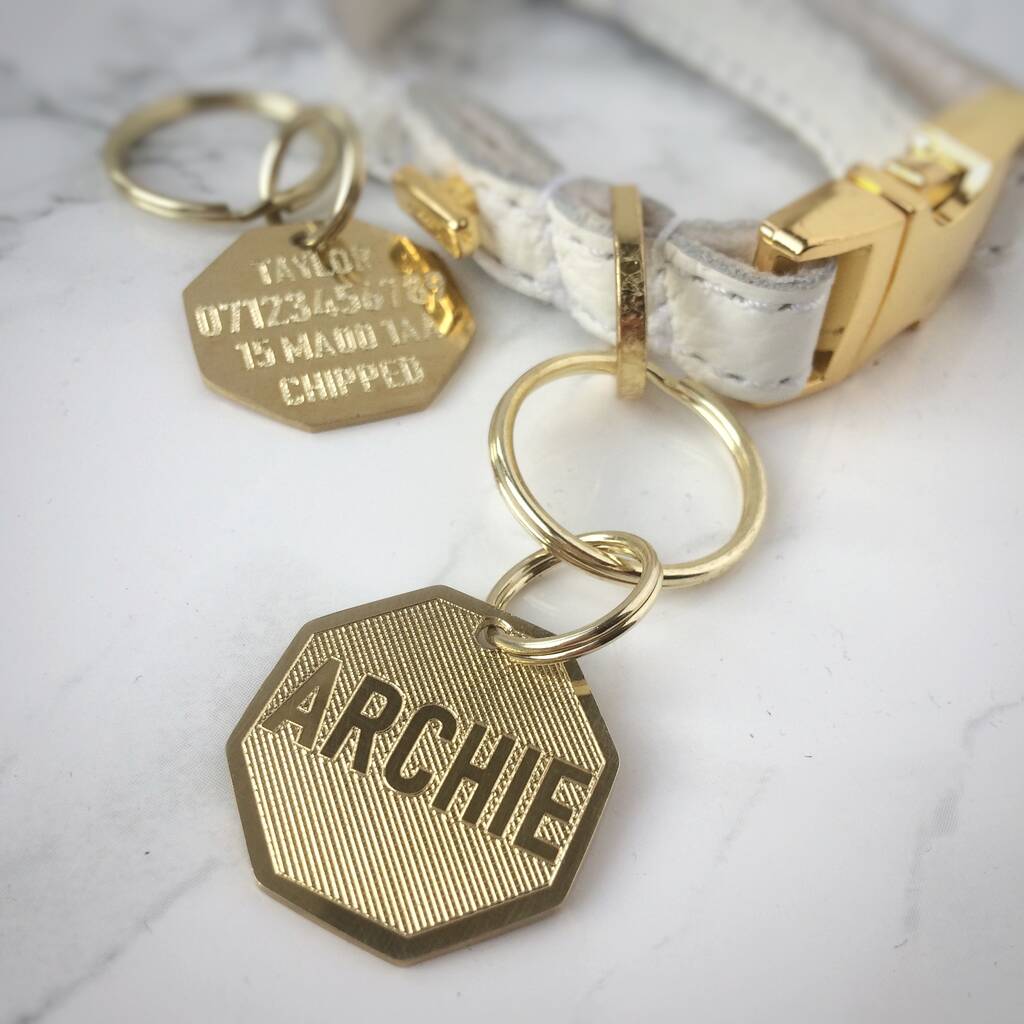 Brass Octagon Dog Name Tag, 1 of 4