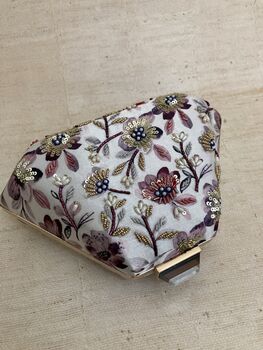 Amber Statement Handcrafted Floral Clutch Bag, 3 of 4