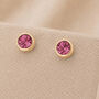 7mm Gold Plated Sterling Silver Tourmaline Cubic Zirconia Stud Earrings, thumbnail 1 of 5