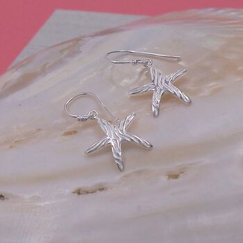 Sterling Silver Starfish Earrings, 2 of 3