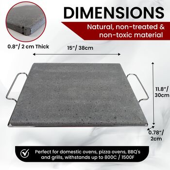 Pizza Baking Stone, Rectangle 100% Natural Lava Stone For Oven And BBQ, 2 of 8