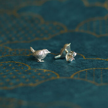 Sterling Silver/18ct Gold Plated Wren Earrings, 4 of 4