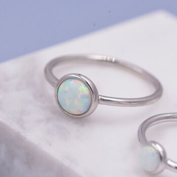 Sterling Silver Opal Skinny Stacking Ring, 2 of 9