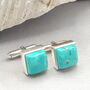 Turquoise Sterling Silver Gemstone Cufflinks, thumbnail 2 of 3