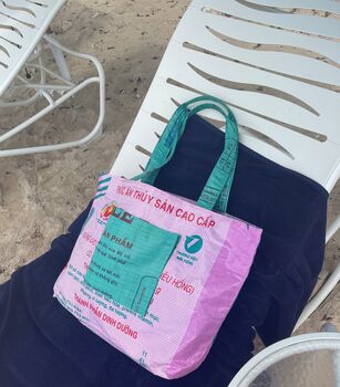 Fairtrade, Recycled Pink Fish, Beach/Tote Bag, Large, 3 of 5