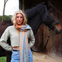 Equestrian Snaffle Bit Print Scarf | Petrol Blue And Orange, thumbnail 1 of 7