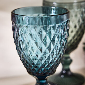 Diamas Colourful Embossed Glass Wine Goblets, 5 of 5