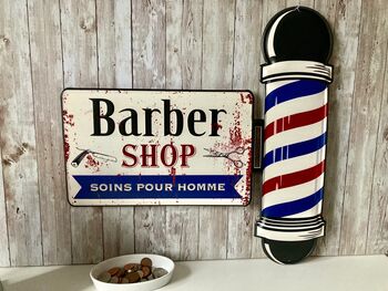 50cm French Metal Barbershop Sign – Vintage Plaque, 4 of 8
