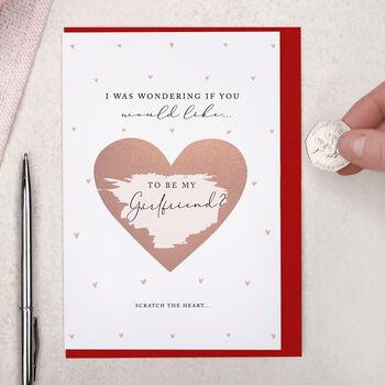 Heart Scratch To Reveal Will You Be My Girlfriend Card, 4 of 4