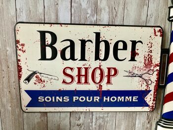 50cm French Metal Barbershop Sign – Vintage Plaque, 7 of 8
