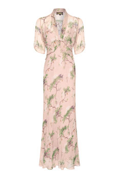 1940's Style Longline Dress In Cloudpine Print Silk, 2 of 5
