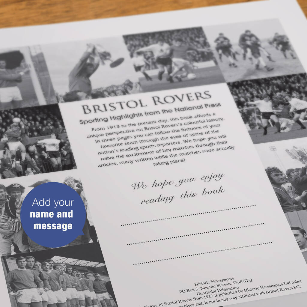 Bristol Rovers Personalised Football Newspaper Book By Historic