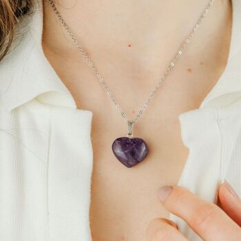 Purple Amethyst Heart Shape Pendant Necklace, 6 of 9