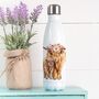 Floral Highland Cow Water Bottle, thumbnail 3 of 4