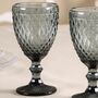 Set Of Four Vintage Embossed Coloured Wine Glasses, thumbnail 2 of 10